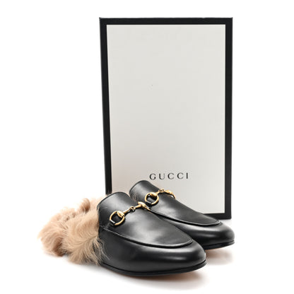 Gucci Calfskin Fur Womens Princetown Slippers 36 Black 9 of 9