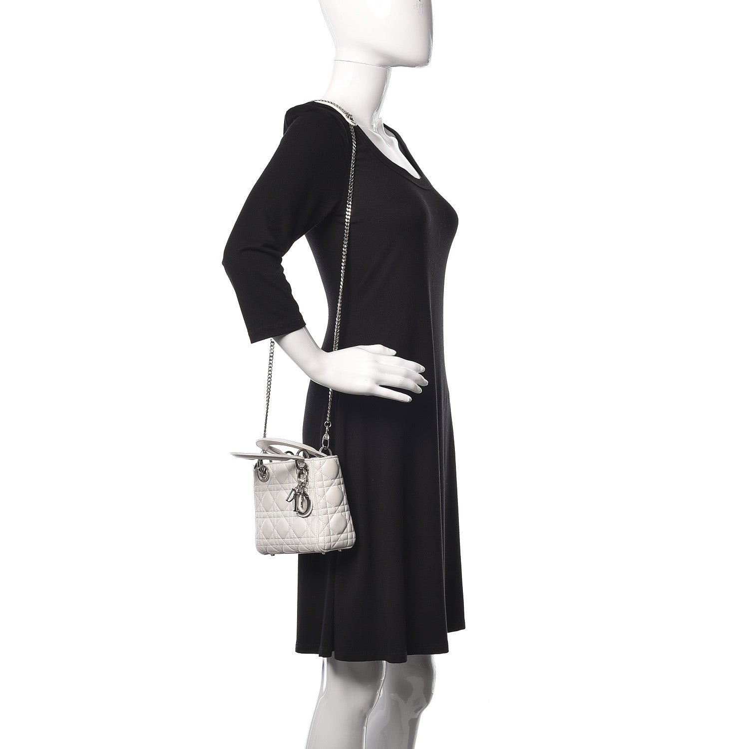 Christian Dior Lambskin Cannage Mini Lady Dior White 2 of 15