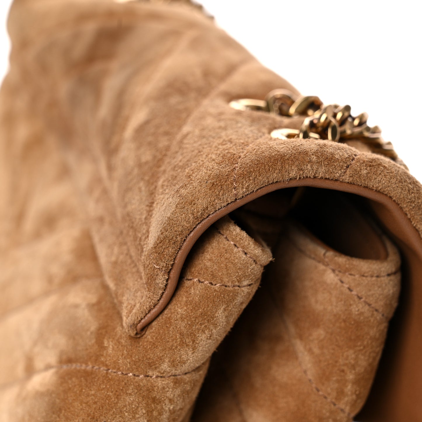 Suede Y Quilted Monogram Medium Loulou Chain Satchel Cinnamon