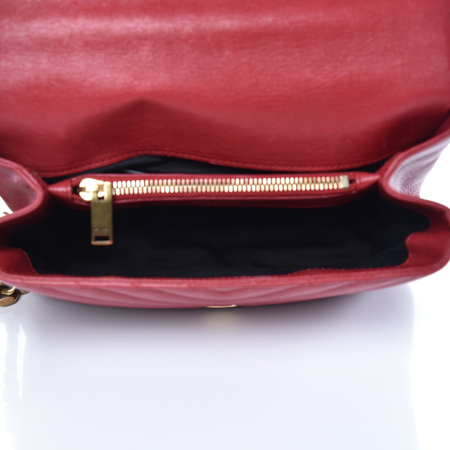 Sheepskin Matelasse Chevron Monogram Medium College Bag Rouge