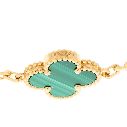Van Cleef & Arpels 18K Yellow Gold Malachite 5 Motifs Vintage Alhambra Bracelet 4 of 5