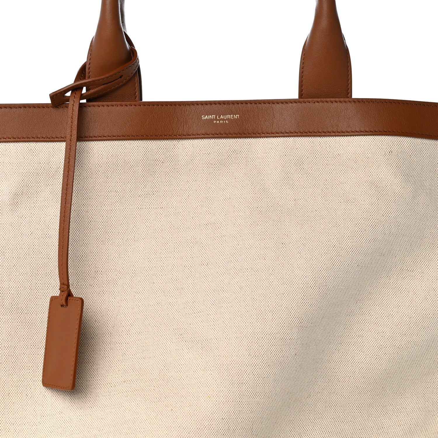 Saint Laurent Calfskin Linen Two Tone Cabas Tote Beige 7 of 12