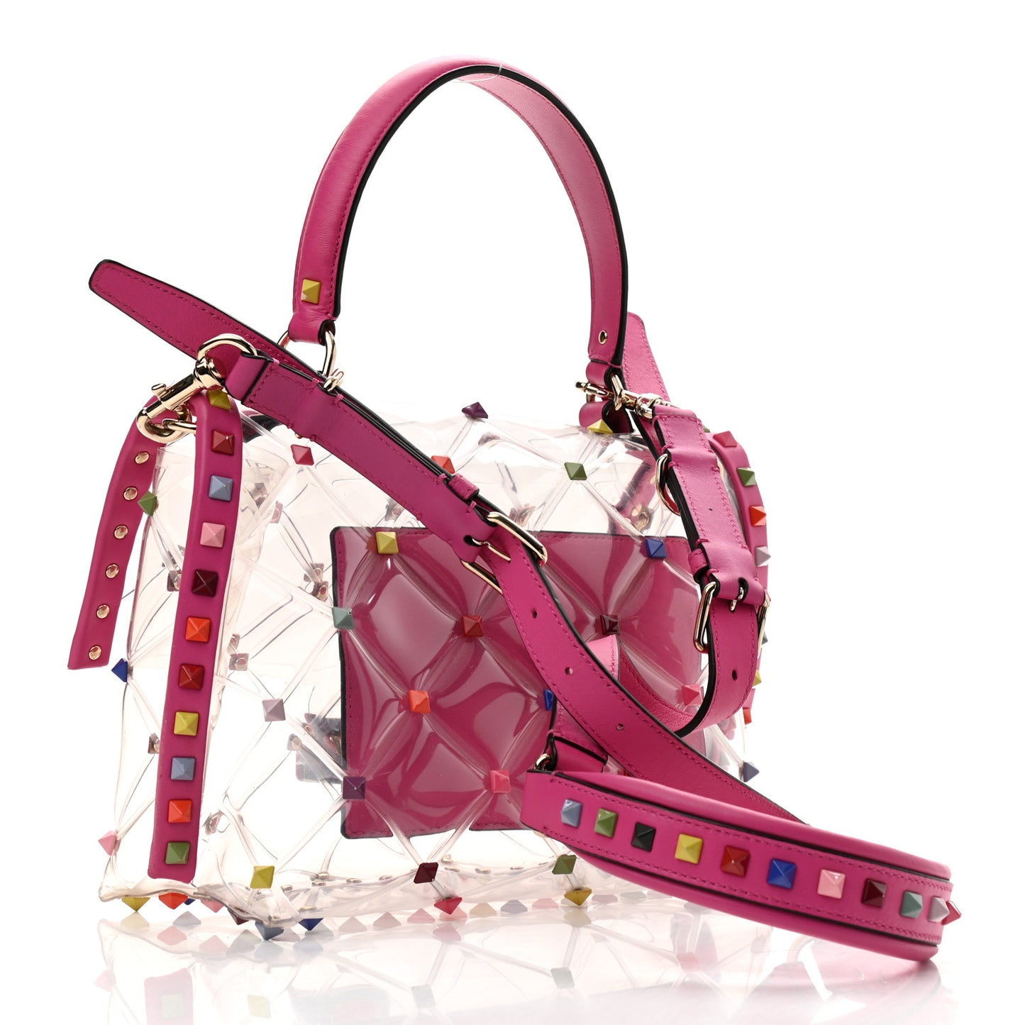 PVC Medium Candystud Top Handle Bag Multicolor