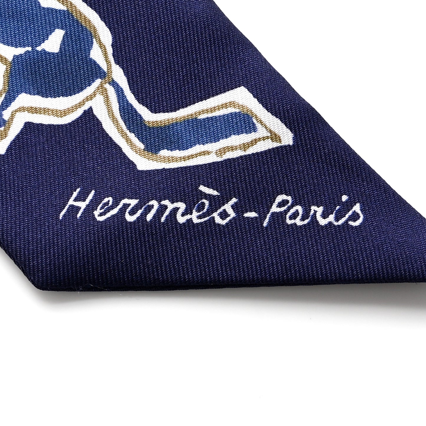 Silk Chevaux En Liberte Twilly Marine Indigo Blanc