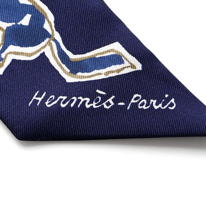 Hermes Silk Chevaux En Liberte Twilly Marine Indigo Blanc 2 of 4