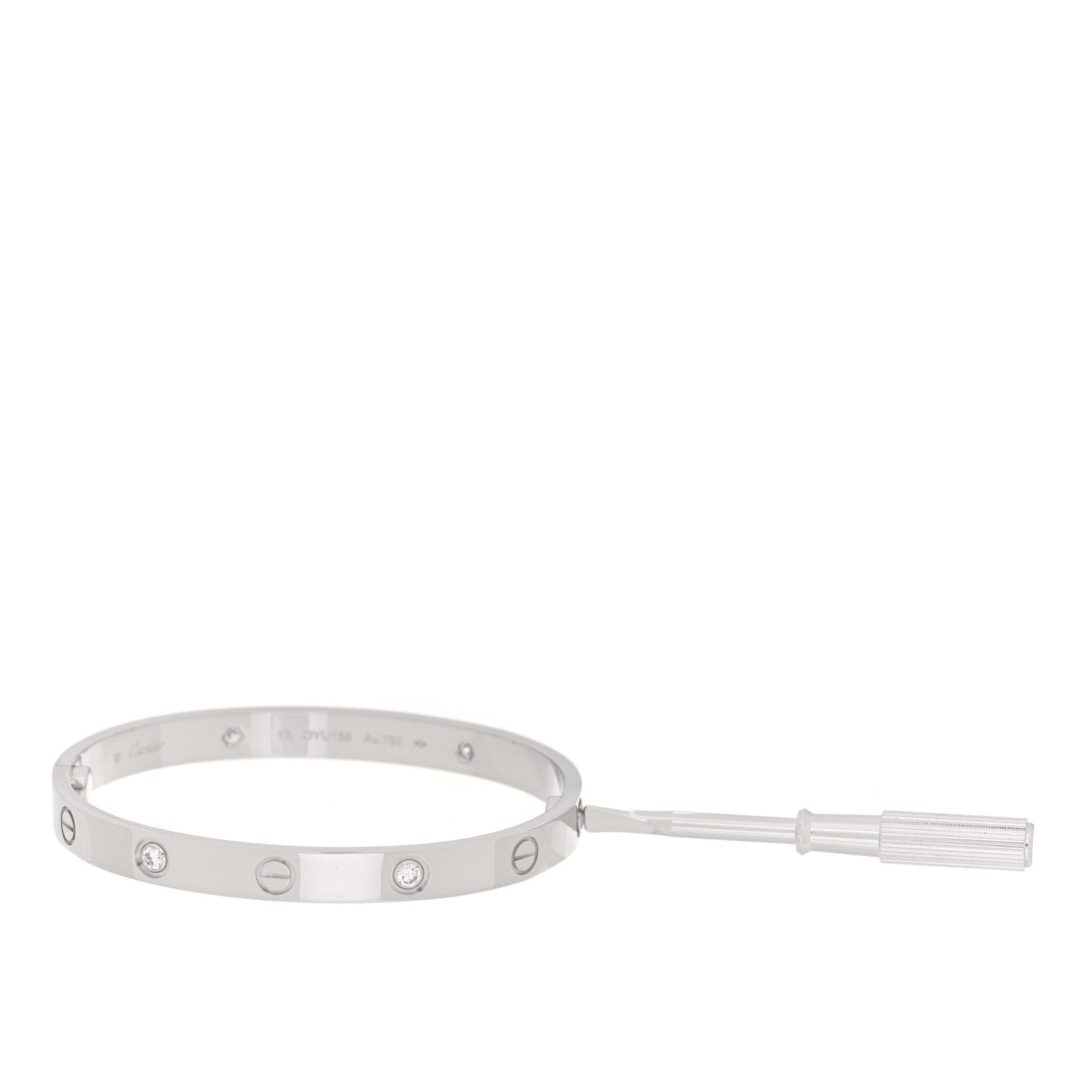 18K White Gold 4 Diamond Love Bracelet 17