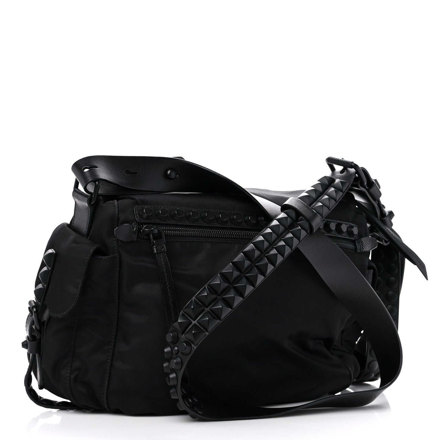 Nylon New Vela Studded Messenger Black