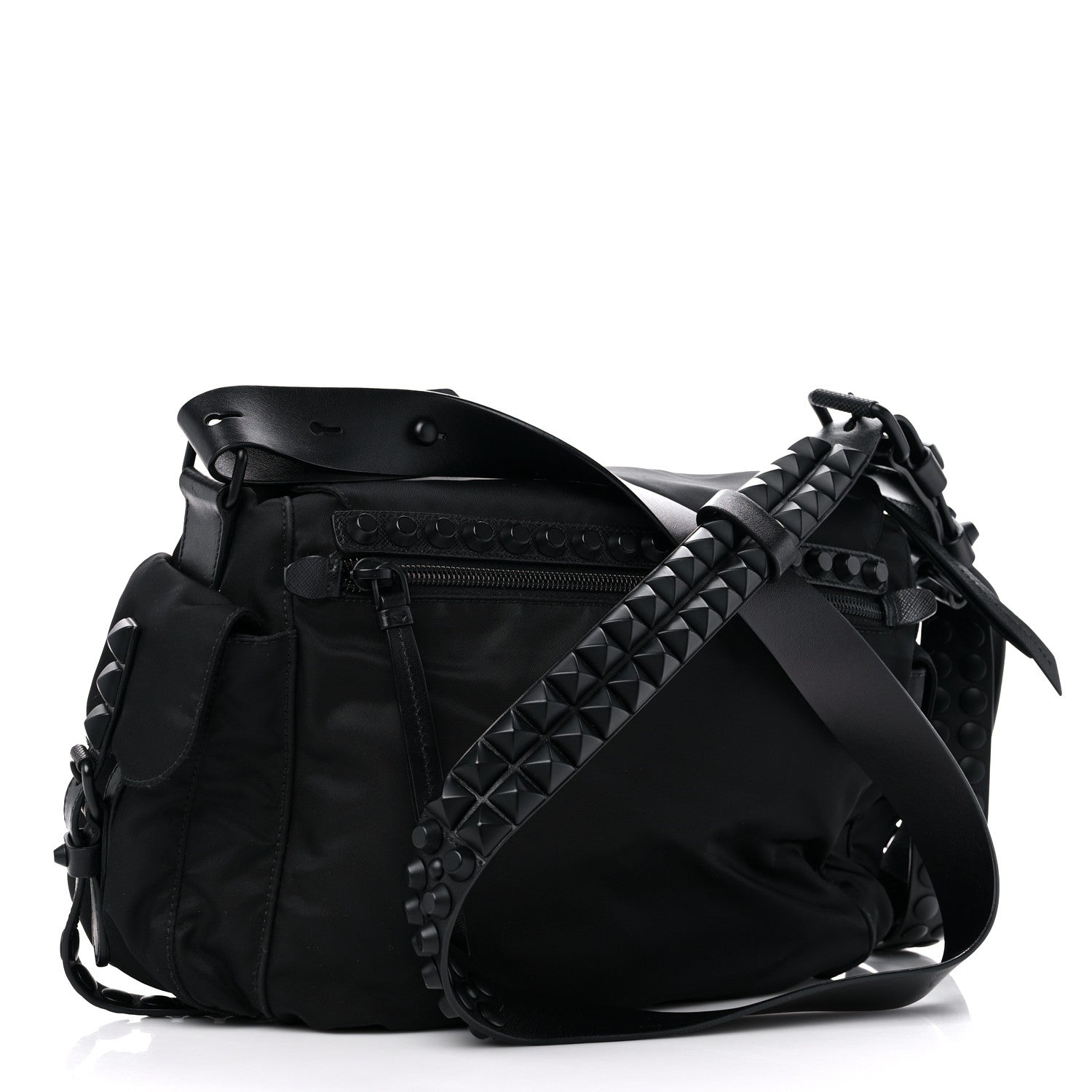 Prada Nylon New Vela Studded Messenger Black 3 of 11