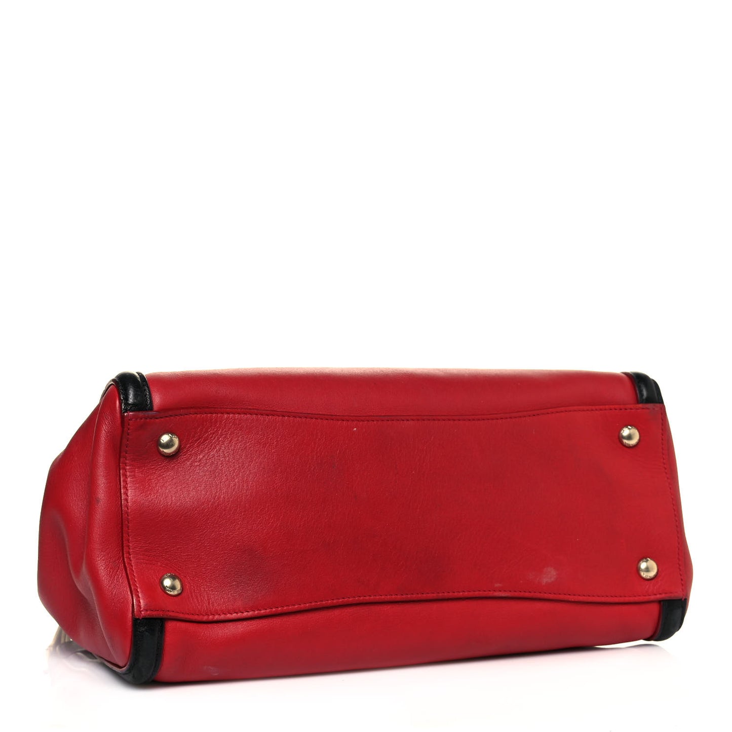 Saffiano City Calfskin Bi-Color Tote Fuoco Black