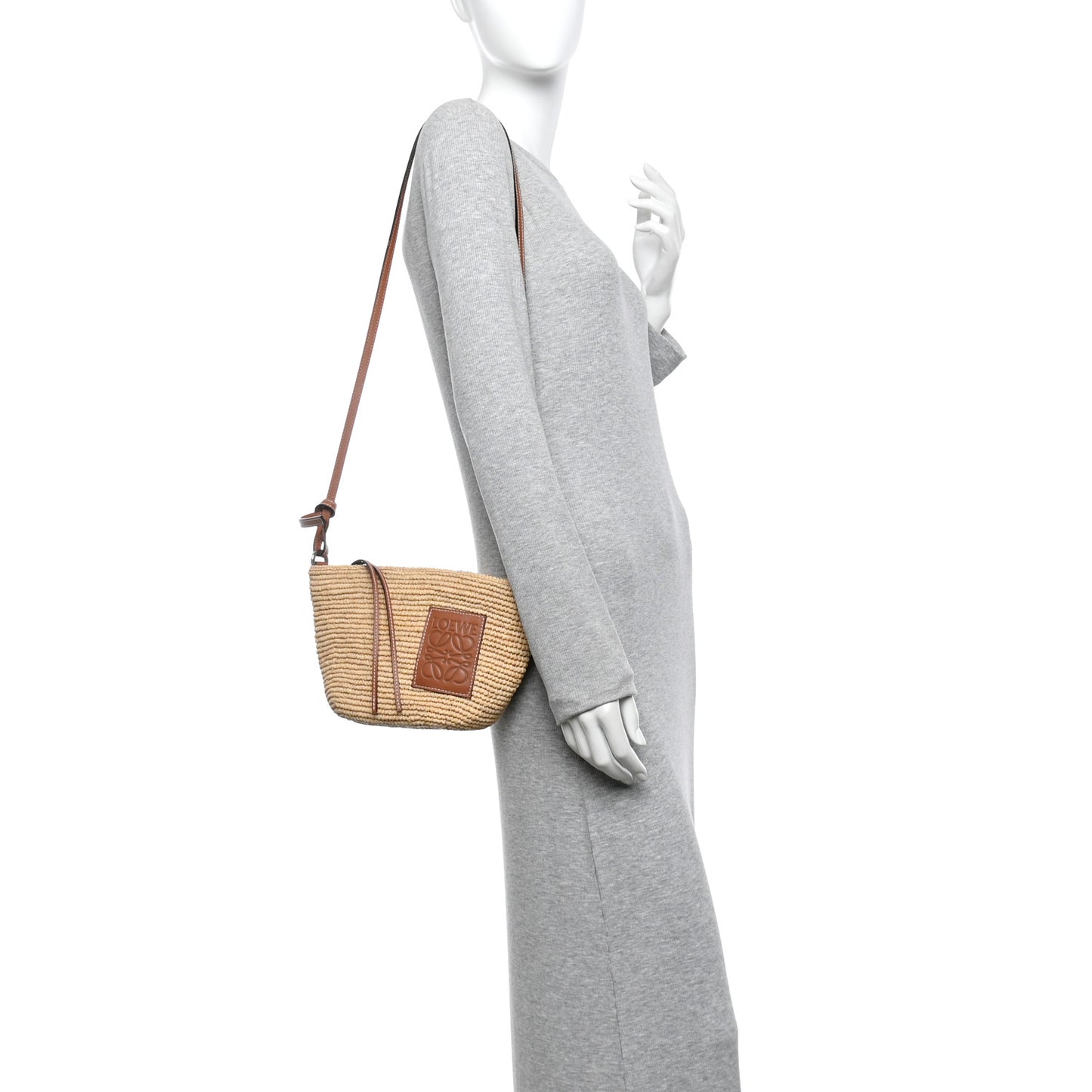 Calfskin Raffia Paulas Ibiza Pochette Bag Natural Tan