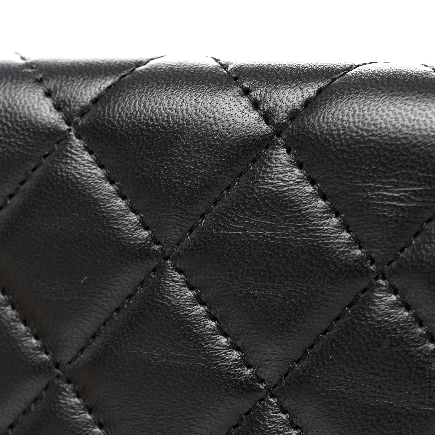 Lambskin Quilted Long Flap Wallet Black