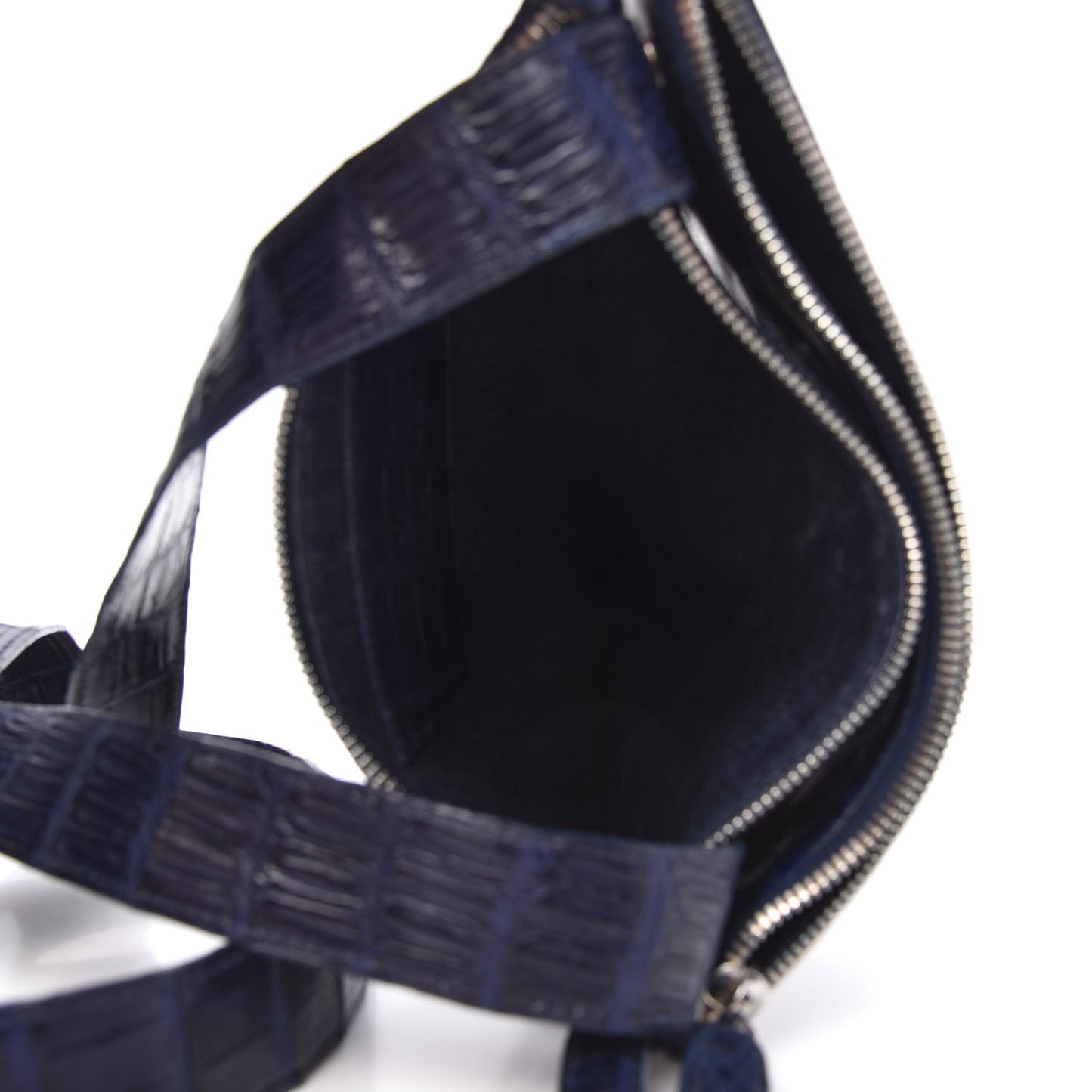 Crocodile Linen Crossbody Bag Navy