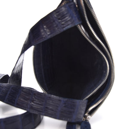 Nancy Gonzalez Crocodile Linen Crossbody Bag Navy 5 of 11
