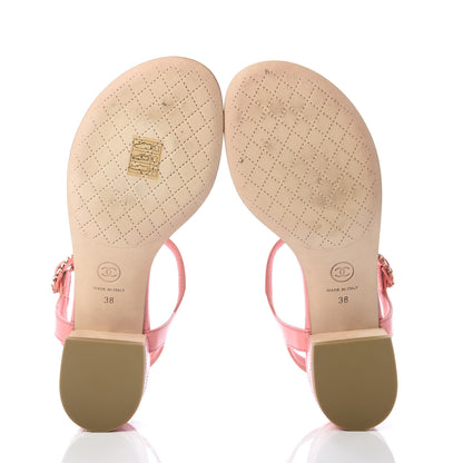 Chanel Goatskin CC Chain Thong Sandals 38 Pink 5 of 9