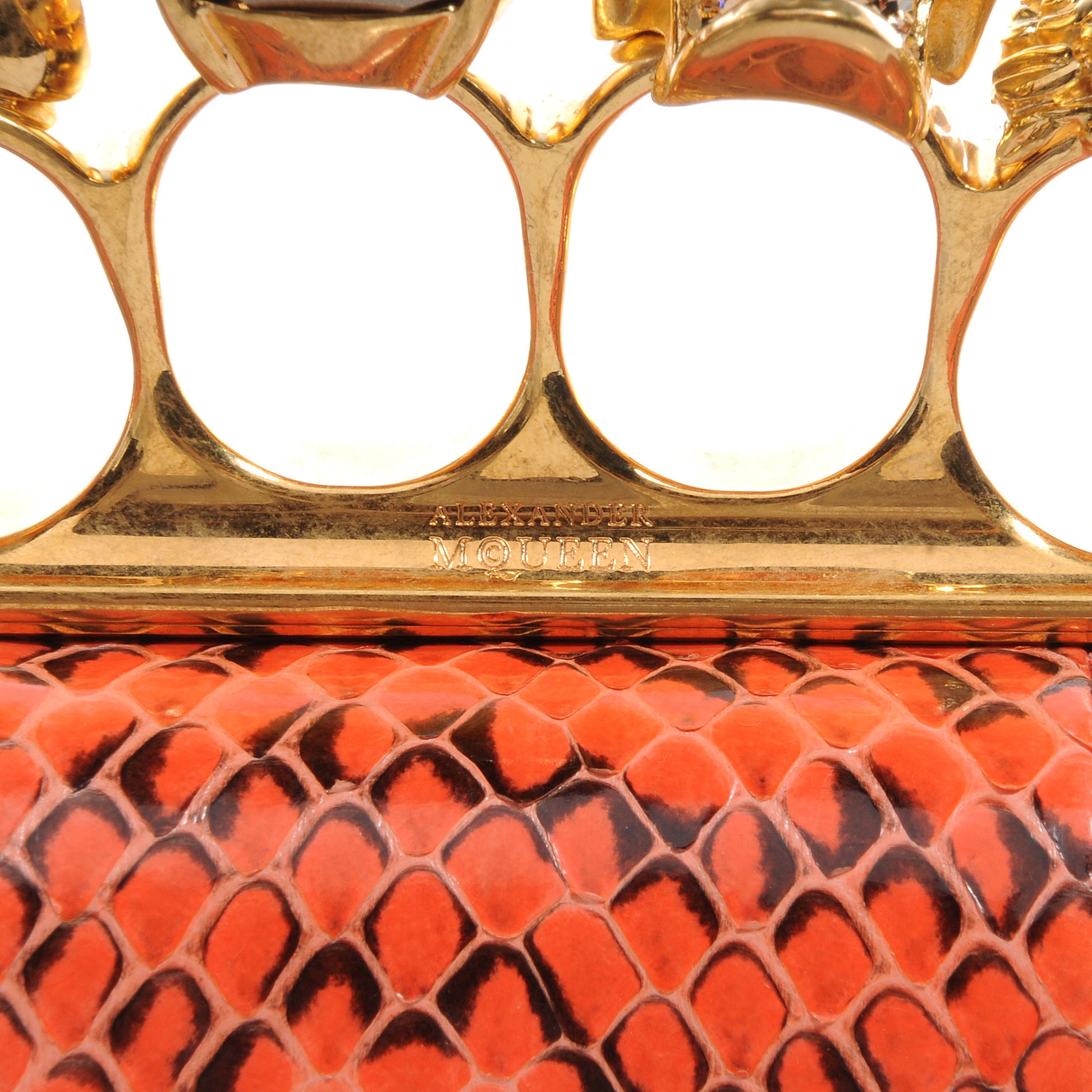 Alexander McQueen Whipsnake Skull Knucklebox Clutch Orange 8 of 8