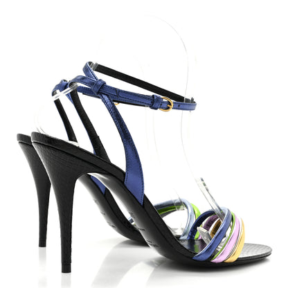 Saint Laurent Metallic Calfskin Manhattan Ankle Strap Sandal 36.5 Multicolor 4 of 9