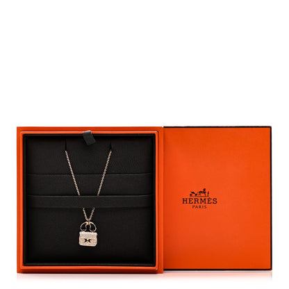 Hermes 18K Rose Gold Diamond Constance Amulette Pendant Necklace 6 of 6