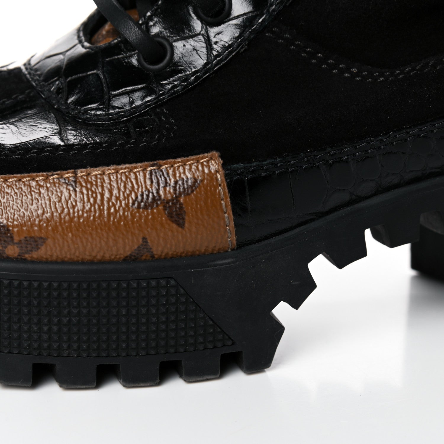 Louis Vuitton Suede Calfskin Monogram Laureate Platform Desert Boots 40 Black 7 of 14