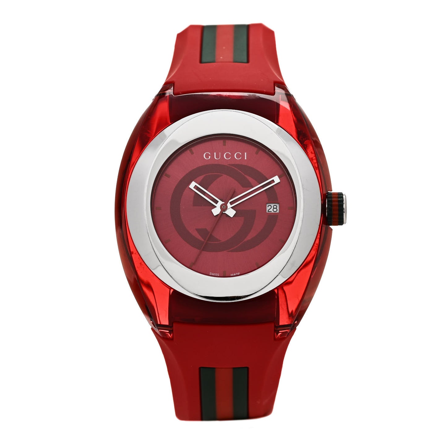 Stainless Steel Rubber 46mm Sync Web Quartz Watch Red