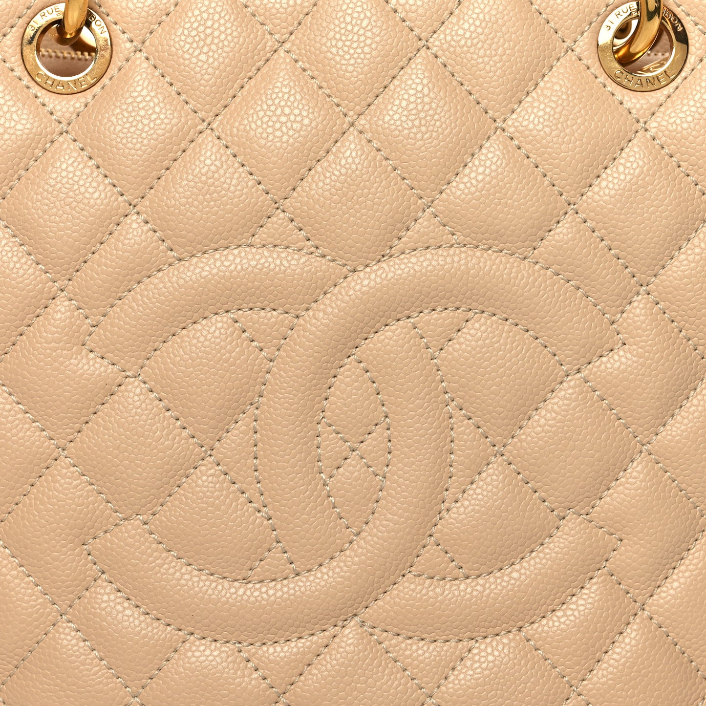 Caviar Quilted Grand Shopping Tote GST Beige Clair