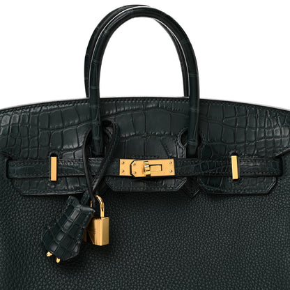 Hermes Togo Matte Alligator Birkin Touch 25 Vert Cypress 7 of 11