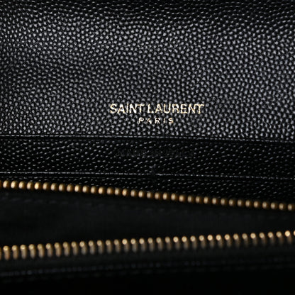 Saint Laurent Grain De Poudre Matelasse Chevron Monogram Flap Wallet Black 10 of 11