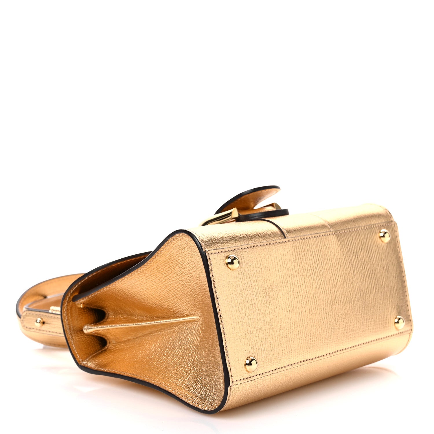 Delvaux Metallic Goatskin Mini Brillant Satchel  Gold 4 of 10
