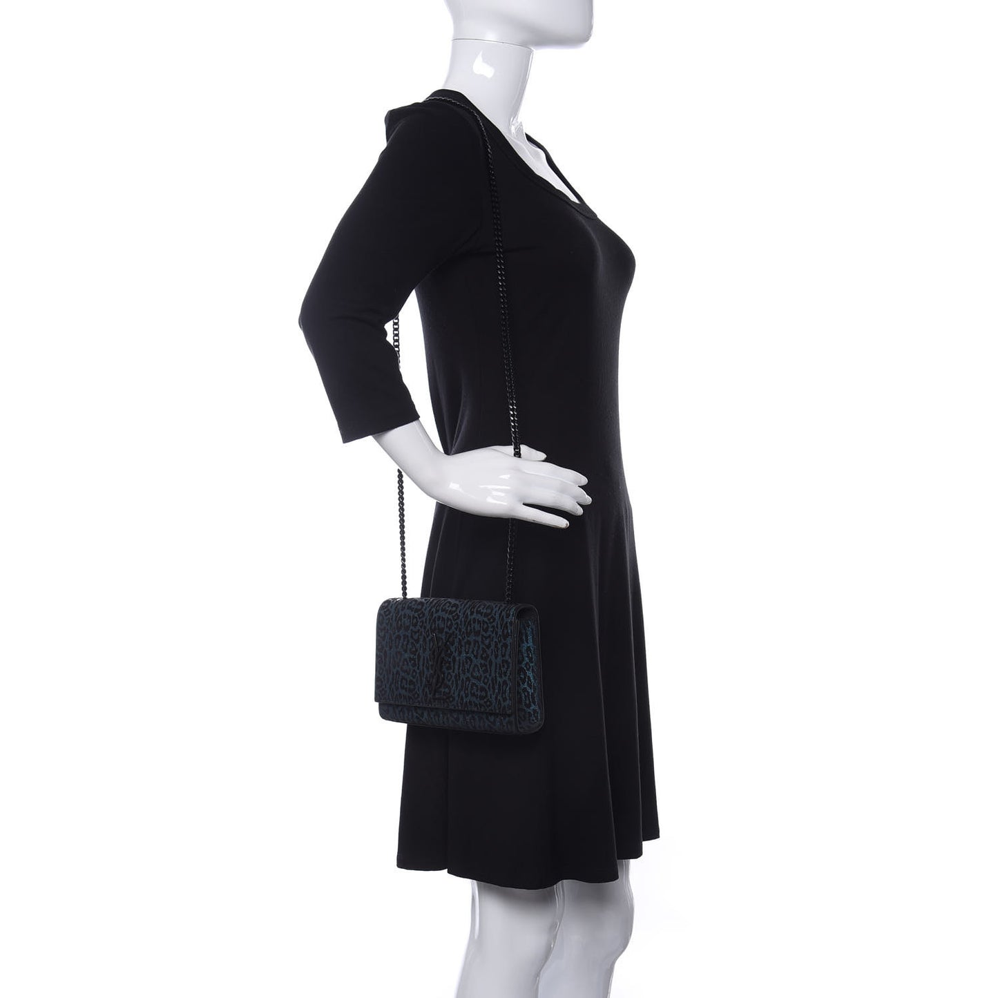 Glitter Leopard Small Monogram Kate Satchel Blue