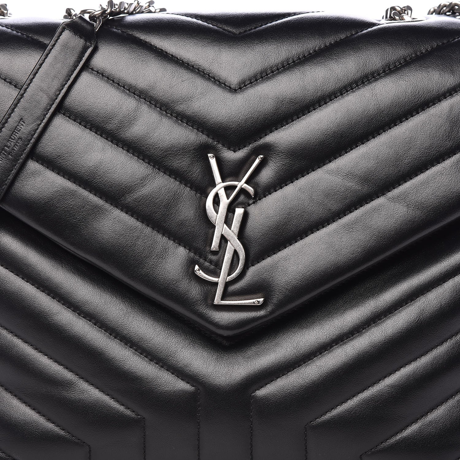 Saint Laurent Calfskin Y Quilted Monogram Medium Loulou Chain Satchel Black 10 of 10