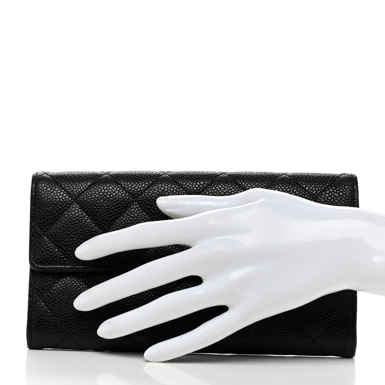 Chanel Caviar Quilted Large Gusset Flap Wallet Black 2 of 8