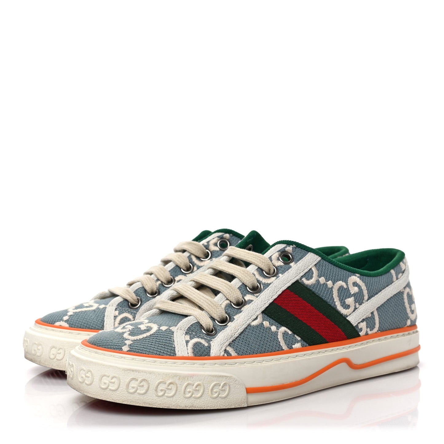 Cotton GG Monogram Web Womens 1977 Tennis Sneakers 35 Philod Ivory Mystic White