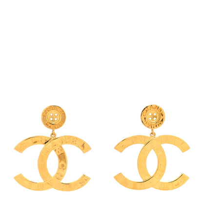 Chanel Metal Large Paris Button Earrings Gold 1 of 4