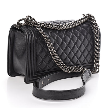 Chanel Lambskin Quilted Medium Boy Flap Black 3 of 20