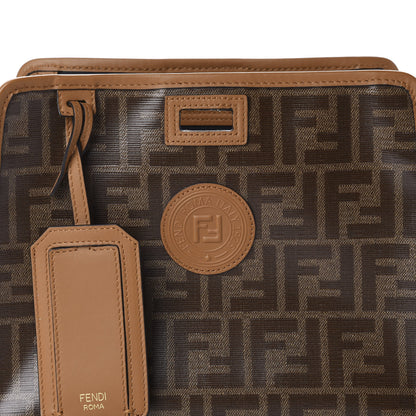 Fendi Glazed Fabric Vitello Century FF 1974 Stamp Patch Mini Peekaboo Defender Cover Mogano Panna Caramello 11 of 12