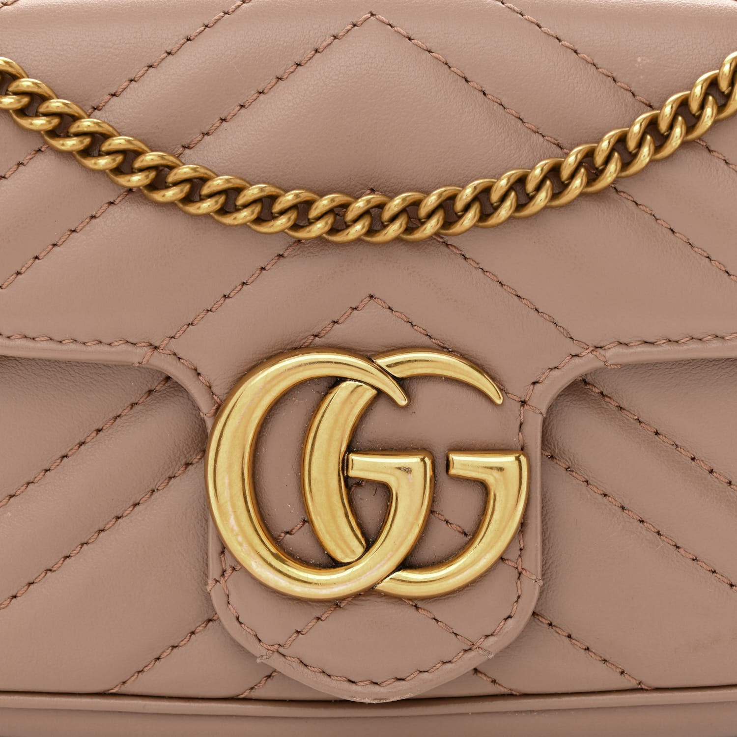 Gucci Calfskin Matelasse Super Mini GG Marmont Shoulder Bag Porcelain Rose 10 of 12