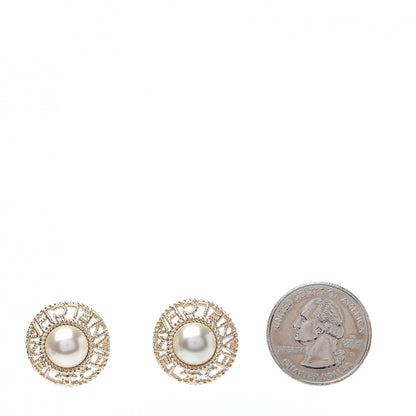 Chanel Pearl CC Round Rope Logo Earrings Gold 2 of 5
