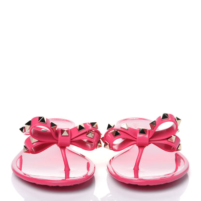 Valentino Garavani PVC Jelly Rockstud Bow Thong Sandals 37 Pink 2 of 9