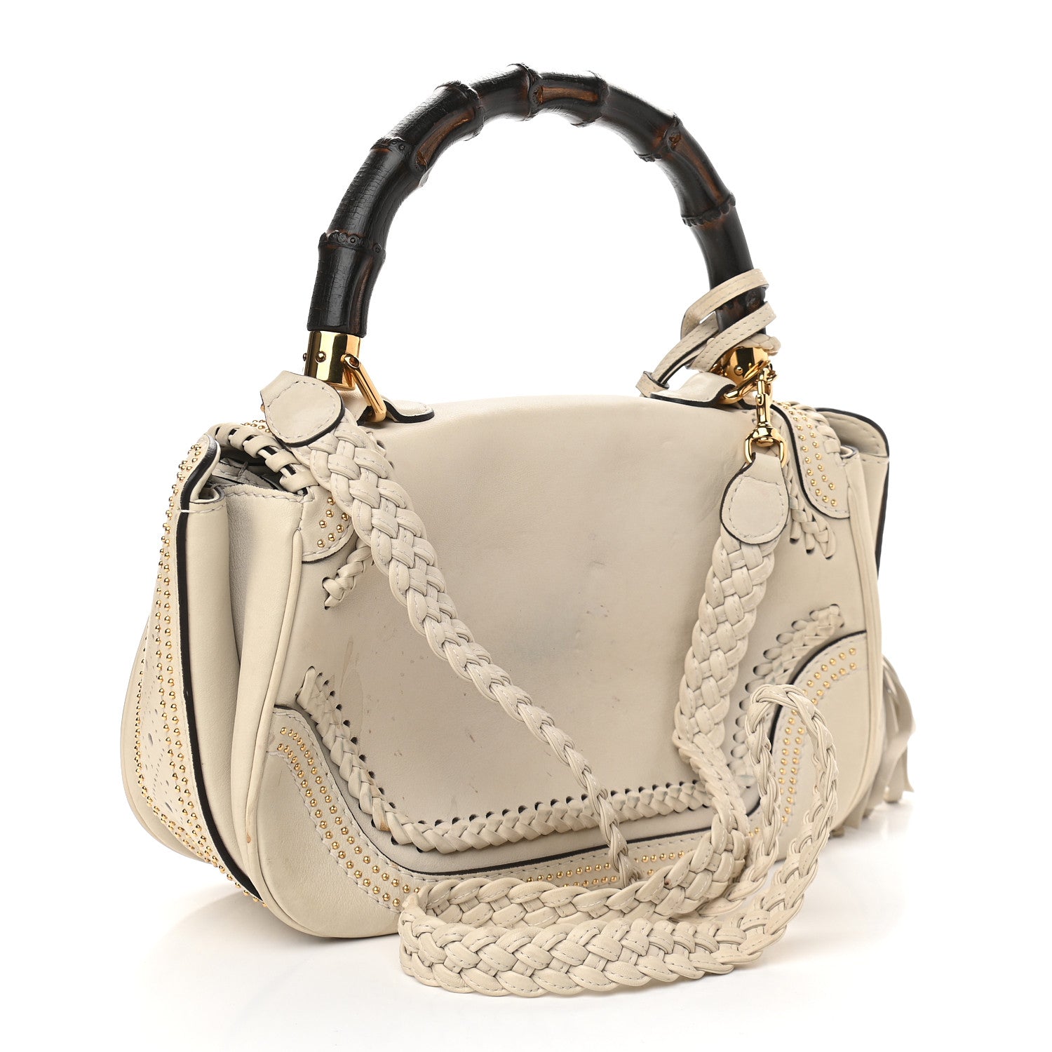 Gucci Calfskin Medium New Bamboo Top Handle Bag White 2 of 10
