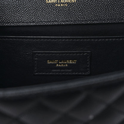 Saint Laurent Grain De Poudre Textured Mixed Matelasse Triquilt Medium Monogram Satchel Black 5 of 8