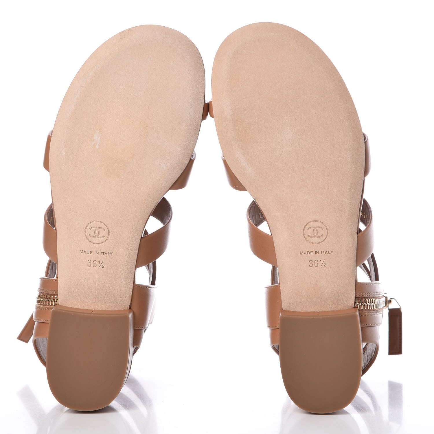 Chanel Calfskin Gladiator Sandals 36.5 Brown 7 of 10