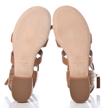 Chanel Calfskin Gladiator Sandals 36.5 Brown 7 of 10