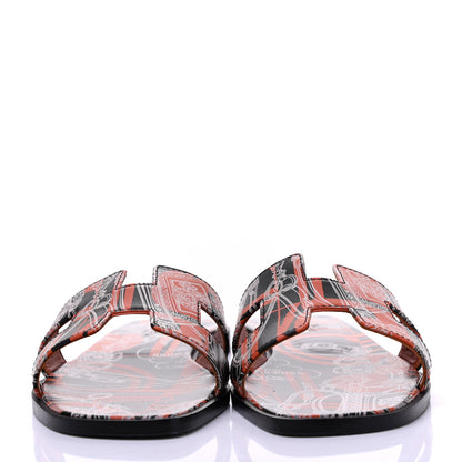 Hermes Calfskin Printed Brides de Gala en Desordre Oran Sandals 38.5 Multicolor Rose Aube 2 of 8