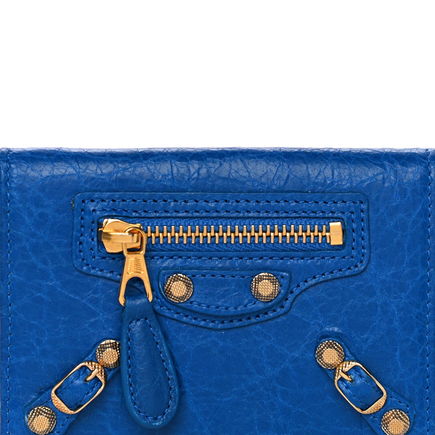Balenciaga Agneau Giant 12 Gold Hardware Card Case Blue 897622