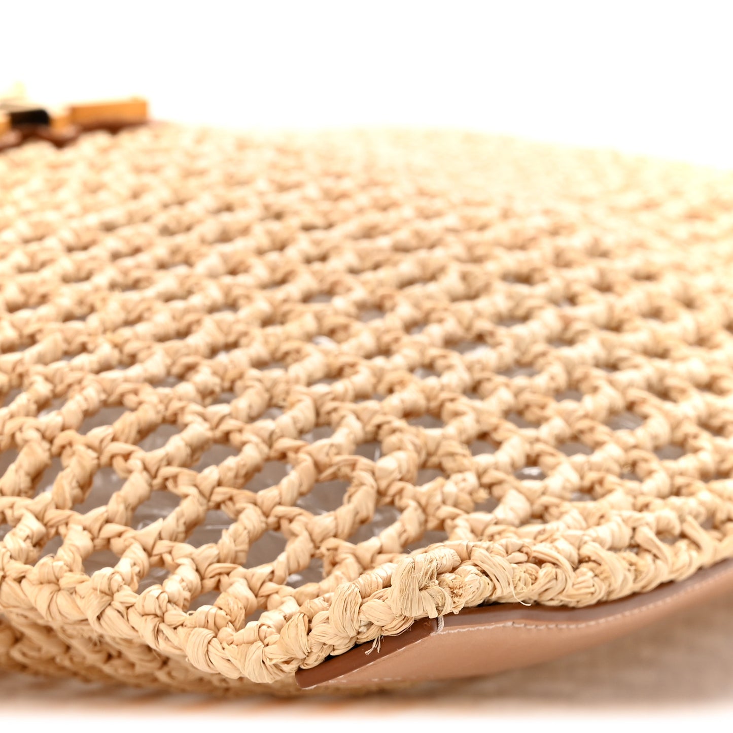 Raffia Calfskin Oxalis Shoulder Bag Naturale Vintage Brown