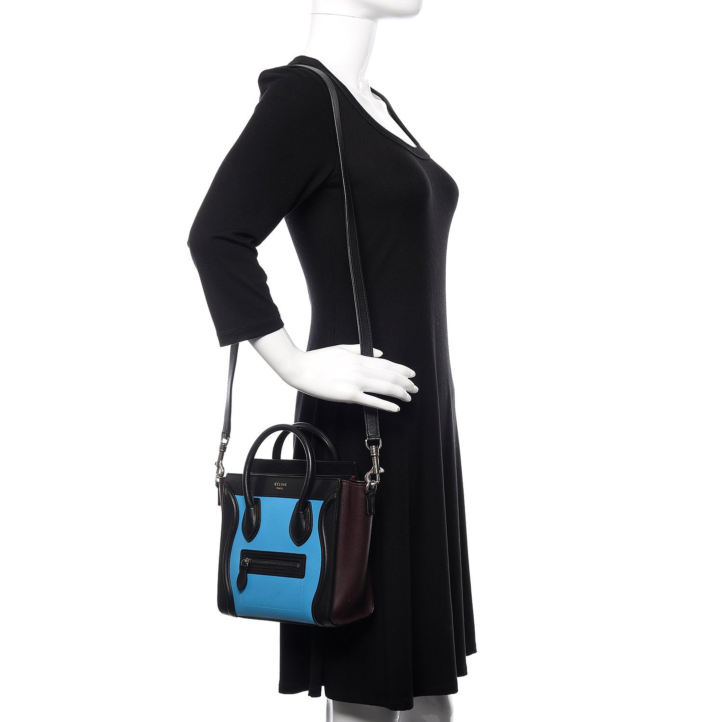 Smooth Calfskin Nano Tri-Color Luggage Turquoise