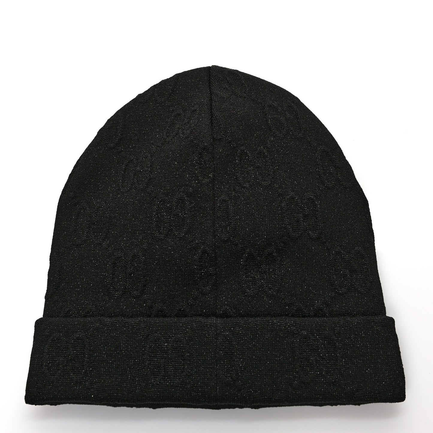 Polyblend GG Monogram Shine Embhat Beanie Hat S Black
