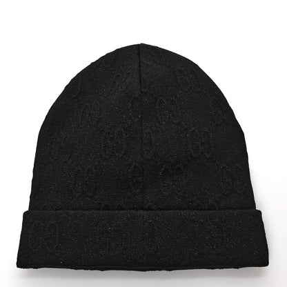 Gucci Polyblend GG Monogram Shine Embhat Beanie Hat S Black 3 of 5