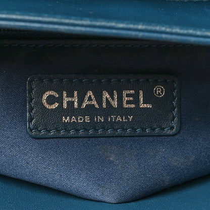 Chanel Lambskin Quilted Easy Carry Shopping Tote Blue 10 of 19