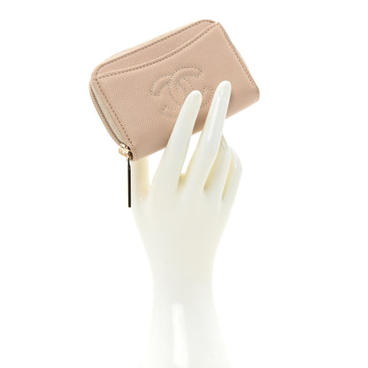 Chanel Caviar Timeless CC Zip Around Coin Purse Beige Clair 2 of 17