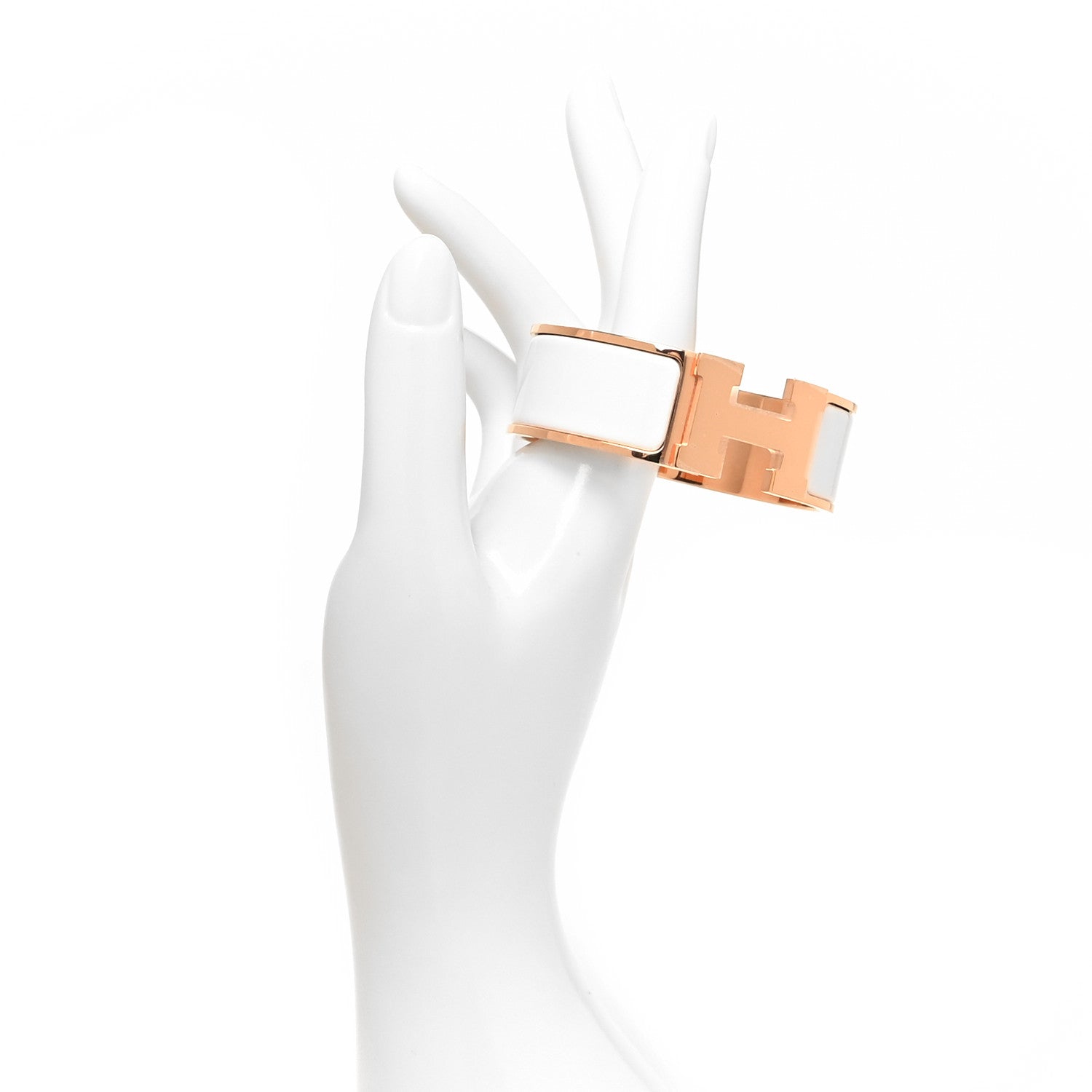 Hermes Enamel Wide Clic Clac H Bracelet PM White 2 of 5